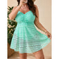 ⏳Time-Limited Special⏰Plus Size Slimming Mesh One Piece Swimsuit – Ruched V-Neck, Flowy Skirt, Full Coverage ✨