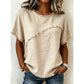 ⏳Time-Limited Special⏰Women's Summer Top with Raw Edge Paneling – Round Neck, Relaxed Fit, Edgy ✨