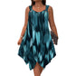 ⏳Time-Limited Special⏰ Elegant Gradient Print Sleeveless Dress – Asymmetrical Hem, O-Ring Straps, Flowy ✨