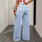 ⏳Time-Limited Special⏰Women's Asymmetrical Waist Wide Leg Jeans – Unique waist design, relaxed fit & versatile – Perfect for chic everyday style & casual outings 🌿