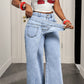 ⏳Time-Limited Special⏰Women's Asymmetrical Waist Wide Leg Jeans – Unique waist design, relaxed fit & versatile – Perfect for chic everyday style & casual outings 🌿