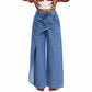 ⏳Time-Limited Special⏰Women's Asymmetrical Waist Wide Leg Jeans – Unique waist design, relaxed fit & versatile – Perfect for chic everyday style & casual outings 🌿
