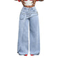 ⏳Time-Limited Special⏰Women's Asymmetrical Waist Wide Leg Jeans – Unique waist design, relaxed fit & versatile – Perfect for chic everyday style & casual outings 🌿