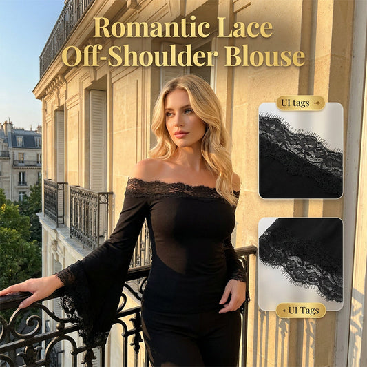 ⏳Time-Limited Special⏰Women's Chic Black Slim Fit Off-Shoulder Flare Sleeve T-Shirt – Soft & stretchy – Perfect for parties, date nights or chic casual looks ✨🌸