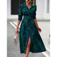 ⏳Time-Limited Special⏰Multi-Color Printed Shirt Dress – Waist Belt, Slit Hem, All-Day Comfort 🌸