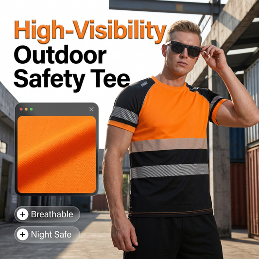 ⏳Time-Limited Special⏰Men’s Fluorescent Color Block Athletic Shirt Outdoor Safety Tee