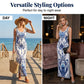⏳Time-Limited Special⏰Women's Classic Floral Print Maxi Dress – Bodycon, Side Slit, Porcelain Pattern 💙