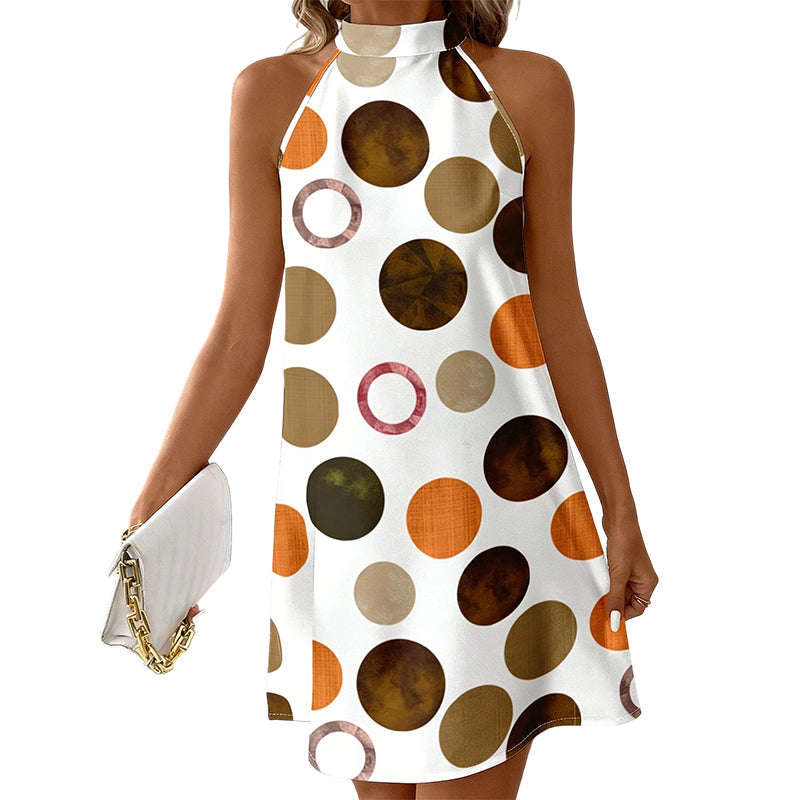Brown colorway of the halter A-line dress