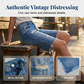⏳Time-Limited Special⏰Women's Casual Distressed Denim Bermuda Shorts – 4-Way Stretch, Raw Hem, Vintage Vibes 🌿
