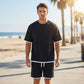⏳Time-Limited Special⏰Men's Waffle Knit T-Shirt & Shorts Set – Cooling Sensation Fabric & Relaxed Fit Design 💙