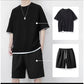 ⏳Time-Limited Special⏰Men's Waffle Knit T-Shirt & Shorts Set – Cooling Sensation Fabric & Relaxed Fit Design 💙
