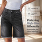 ⏳Time-Limited Special⏰Women’s Casual High Waisted Fringed Denim Shorts – Flattering High-Rise, Slimming Fit, Raw Fringe Hem – Accentuates Your Waist and Elongates Your Legs for a Chic Summer Look 🦵