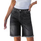 ⏳Time-Limited Special⏰Women’s Casual High Waisted Fringed Denim Shorts – Flattering High-Rise, Slimming Fit, Raw Fringe Hem – Accentuates Your Waist and Elongates Your Legs for a Chic Summer Look 🦵
