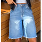 ⏳Time-Limited Special⏰Women’s Casual High Waisted Fringed Denim Shorts – Flattering High-Rise, Slimming Fit, Raw Fringe Hem – Accentuates Your Waist and Elongates Your Legs for a Chic Summer Look 🦵