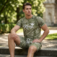 ⏳Time-Limited Special⏰Men's Casual Faux Denim Print T-Shirt & Shorts Set – Soft & breathable – Trendy denim look, perfect for summer or casual days 🩳✨