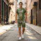 ⏳Time-Limited Special⏰Men's Casual Faux Denim Print T-Shirt & Shorts Set – Soft & breathable – Trendy denim look, perfect for summer or casual days 🩳✨