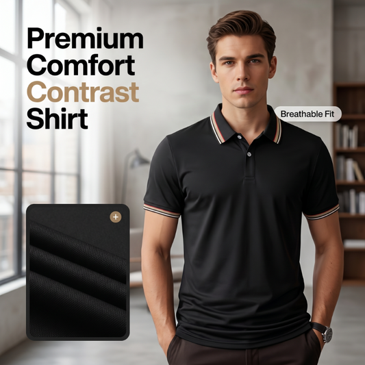 ⏳Time-Limited Special⏰Men Fashion Contrast Lapel Quick Drying Short Sleeve T-Shirt