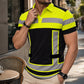 ⏳Time-Limited Special⏰Men's High Visibility Reflective Short Sleeve Shirt – Neon Blocks & Athletic Fit Cut ⏰