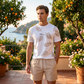 ⏳Time-Limited Special⏰Men's Summer Printed 2-Piece Set – Tropical Palm Pattern & Breathable Fabric Blend 🌴