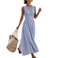 ⏳Time-Limited Special⏰Women Casual Striped Maxi Dress Sleeveless🎀👗