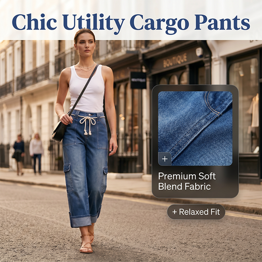 ⏳Time-Limited Special⏰ Women's Casual Wide Leg Cargo Pants – Utility Pockets & Drawstring Waist 🌿