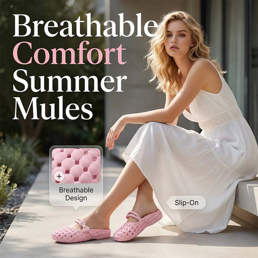 ⏳Time-Limited Special⏰Breathable Bow Mules – Cloud-Soft Slip-Ons ☁️