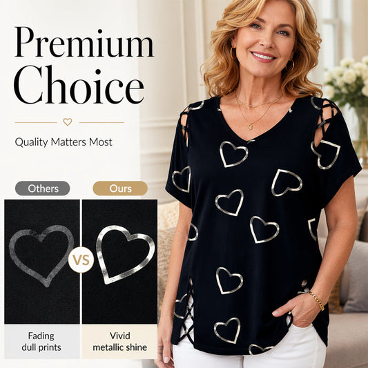 ⏳Time-Limited Special⏰Women’s Heart Print V-Neck Top