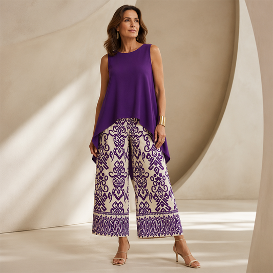 ⏳Time-Limited Special⏰Women's Casual Sleeveless Top & Wide-Leg Pants Set 🌊