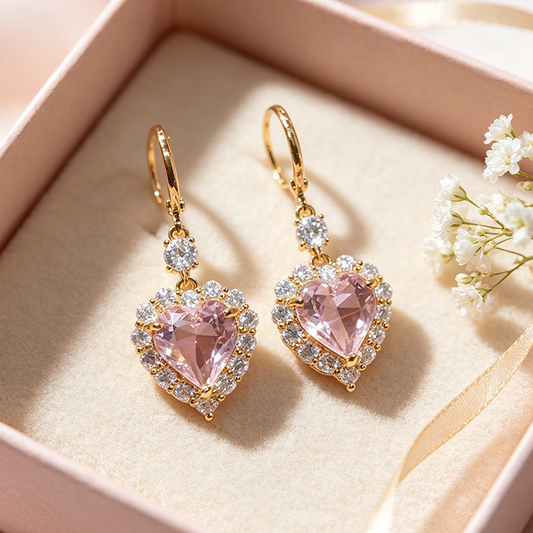 ⏳Time-Limited Special⏰Sparkling Heart Drop Earrings – Romantic Pink Glow ✨