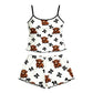 ⏳Time-Limited Special⏰Summer Sleeveless Spaghetti Strap Cami Sleepwear Set – Highland Cow Print & Ruffle Trim 🐄