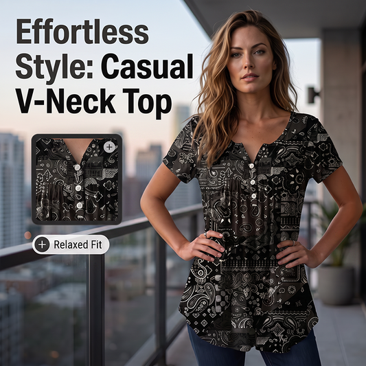 ⏳Time-Limited Special⏰Women's Casual V-Neck Top — Relaxed Loose Fit Everyday Essential