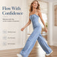 ⏳Time-Limited Special⏰Women Spaghetti Strap Wide Leg Denim Jumpsuit