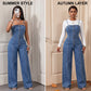 ⏳Time-Limited Special⏰Women Spaghetti Strap Wide Leg Denim Jumpsuit