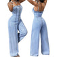 ⏳Time-Limited Special⏰Women Spaghetti Strap Wide Leg Denim Jumpsuit