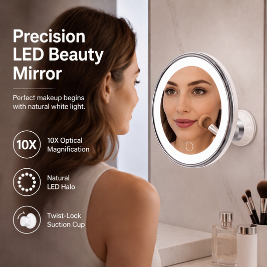 ⏳Time-Limited Special⏰10x Magnifying Makeup Mirror with LED Light and Suction Cup