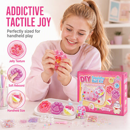⏳Time-Limited Special⏰DIY Creative Squishy Kit – All-in-one Make Your Own Squishy Toy Set, Sensory Stress Relief Craft Kit with Cat Paw & Beverage Molds, Ideal Gift for Girls Ages 6+