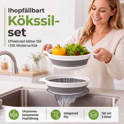 ⏳Time-Limited Special⏰Careluxpro 3-Piece Collapsible Colander Set – With Draining Base, Space Saving, For Fruit Veggies Pasta 🧺