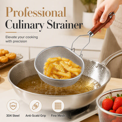 ⏳Time-Limited Special⏰Stainless Steel Sieve with Handle – Fine Mesh, Durable 304 Steel & Easy-Grip Ergonomic Handle – Strain Pasta, Fruits & Veggies Effortlessly ✨