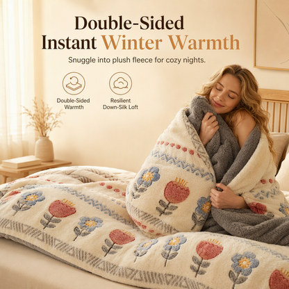 ⏳Time-Limited Special⏰Double-Sided Sherpa Fleece Comforter – Thick Warm Winter Quilt, Soft Velvet Feel | Cozy Bedroom Bedding for Ultimate Comfort❄️