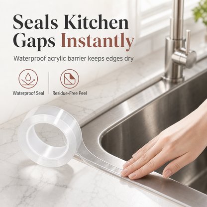 ⏳Time-Limited Special⏰Transparent Waterproof and Moldproof Kitchen Caulk Tape Residue Free Single Sided Adhesive Sealing Strip for Wall Corners