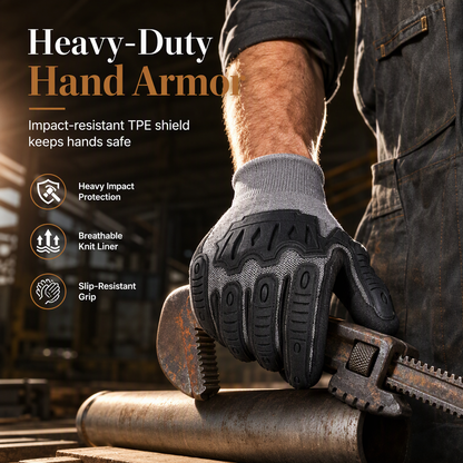 ⏳Time-Limited Special⏰Thickened Impact Resistant Work Gloves | Heavy Duty Safety Gloves, Shock & Wear Protection for Mechanics & Construction