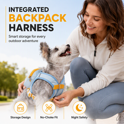 ⏳Time-Limited Special⏰Dog Harness with Backpack: Hands-Free, No-Choke Padded Vest, Reflective, Small Dogs