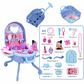 ⏳Time-Limited Special⏰Kids’ 3‑in‑1 Pretend Makeup Vanity Suitcase – Rolling Trolley Salon, 31 Toy Accessories, Easy Snap Setup 🧳
