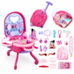 ⏳Time-Limited Special⏰Kids’ 3‑in‑1 Pretend Makeup Vanity Suitcase – Rolling Trolley Salon, 31 Toy Accessories, Easy Snap Setup 🧳