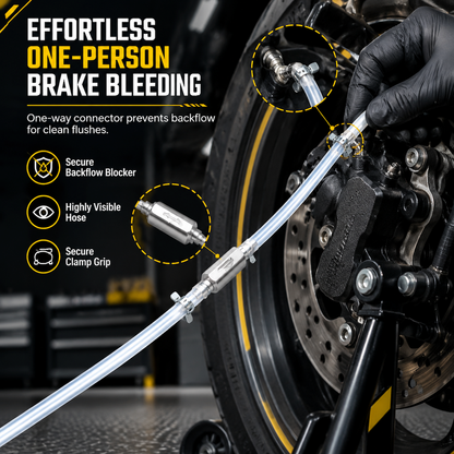 ⏳Time-Limited Special⏰Motorcycle Hydraulic Brake Bleeder Tool – One-Way Valve & Fluid Extraction Hose Kit 🏍️