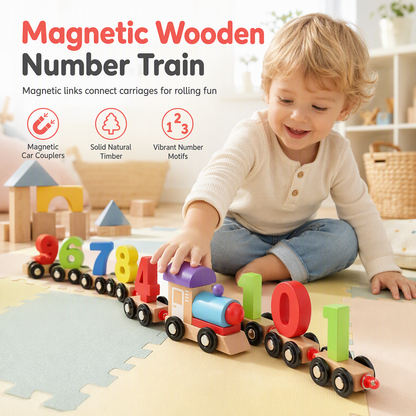 ⏳Time-Limited Special⏰Magnetic Wooden Number Train – Counting & pretend-play fun ✨