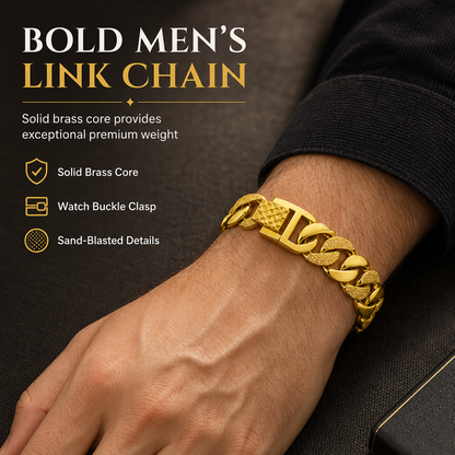 ⏳Time-Limited Special⏰Men's Vietnamese Sand-Gold Style Bracelet – Matte Sandblasted Finish & Watch Clasp💎