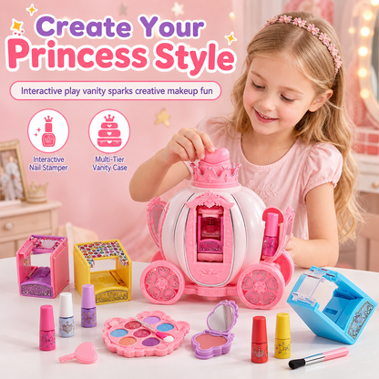 ⏳Time-Limited Special⏰Pink Kids Makeup Kit for Girls Childrens Cosmetics Toy Set with Makeup Box Birthday Gift for Little Princess