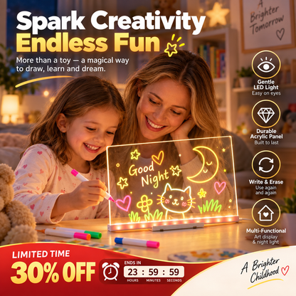 ⏳Time-Limited Special⏰Glowing Acrylic Drawing Board – LED-Lit Display, Wipe & Redraw for Endless Desk Art ✨