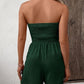 ⏳Time-limited Special⏰Women's Strapless Frill Trim Shirred Tie Front Wide Leg Tube Romper